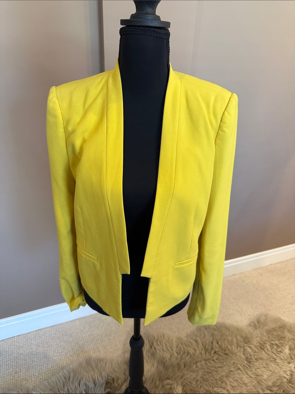 BCBGMaxAzria Bright Yellow Open-Front Women's Blazer